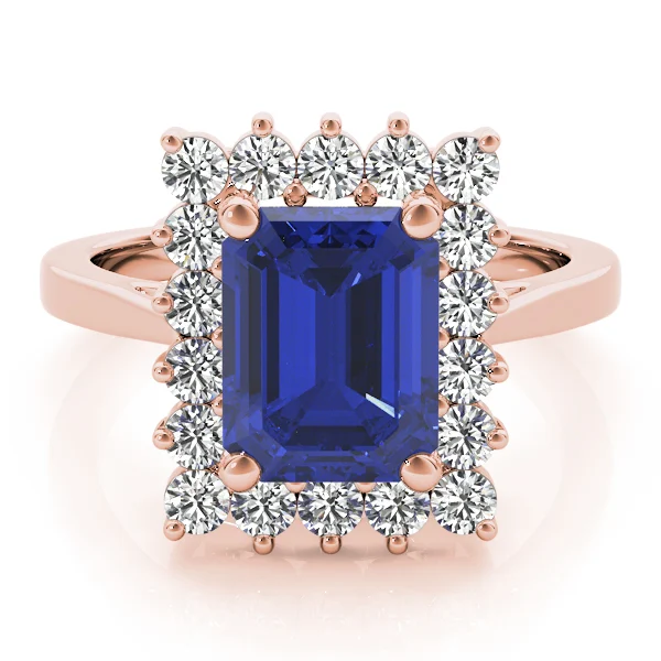 Solitaire Halo Emerald-Cut Engagement Rings - Image 23