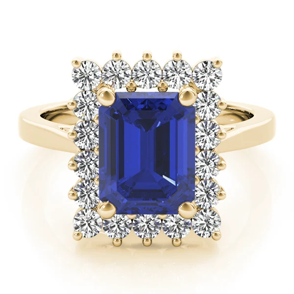 Solitaire Halo Emerald-Cut Engagement Rings - Image 19