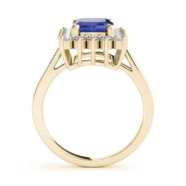 Solitaire Halo Emerald-Cut Engagement Rings - Image 18