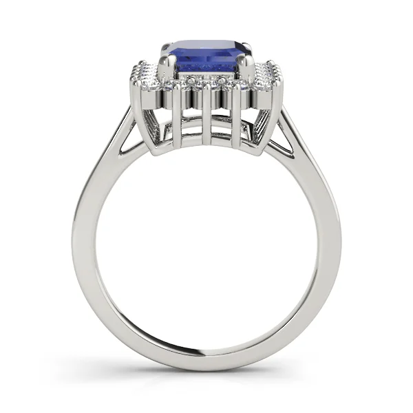 Solitaire Halo Emerald-Cut Engagement Rings - Image 14