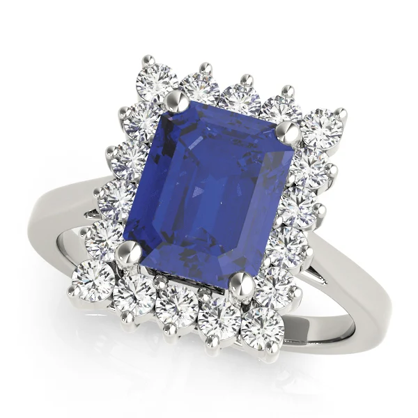 Solitaire Halo Emerald-Cut Engagement Rings - Image 13