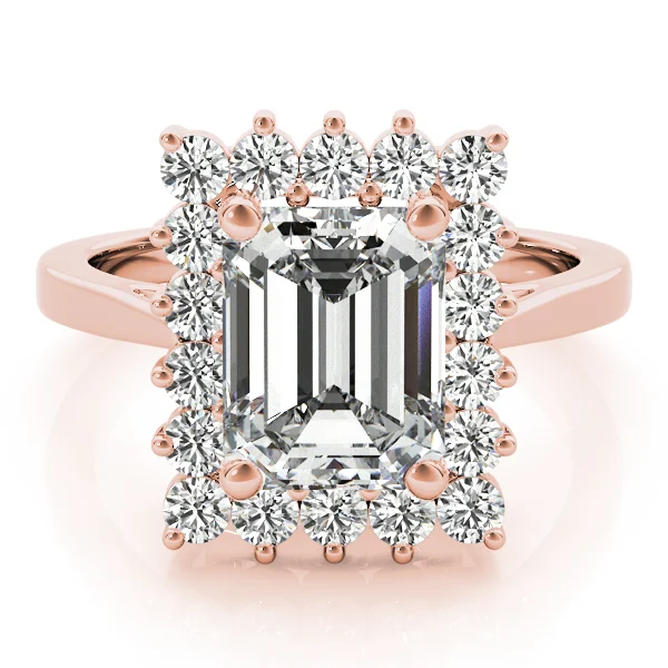 Solitaire Halo Emerald-Cut Engagement Rings - Image 11