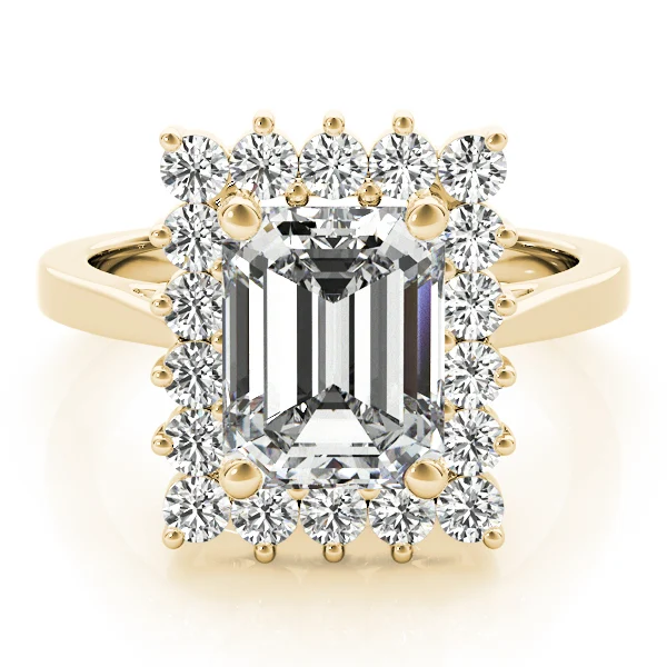 Solitaire Halo Emerald-Cut Engagement Rings - Image 7