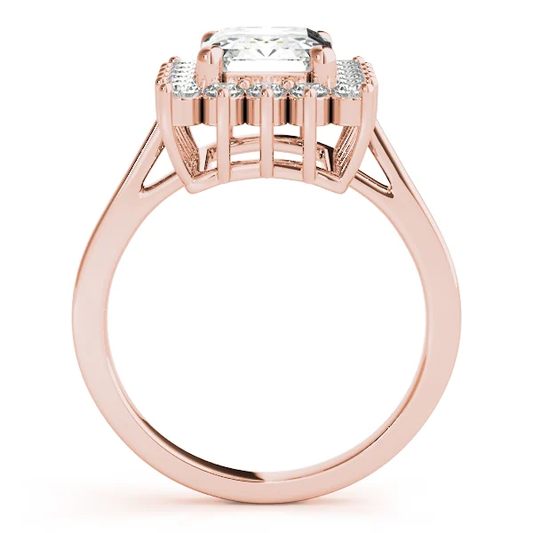 Solitaire Halo Emerald-Cut Engagement Rings - Image 10