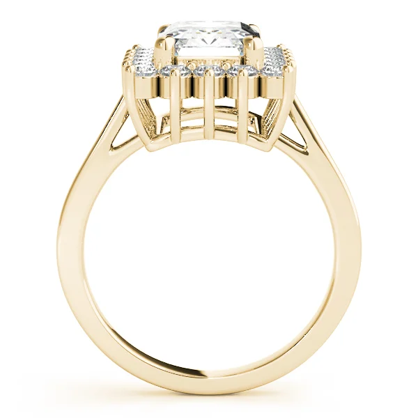 Solitaire Halo Emerald-Cut Engagement Rings - Image 6