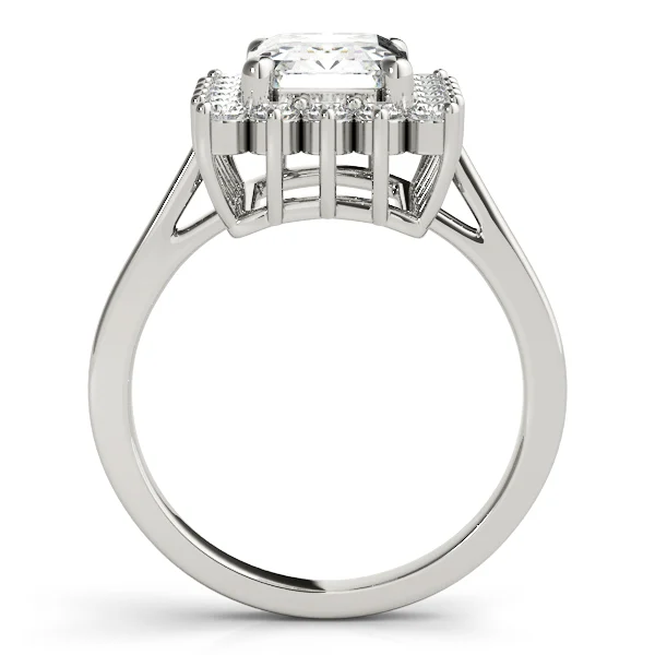 Solitaire Halo Emerald-Cut Engagement Rings - Image 2