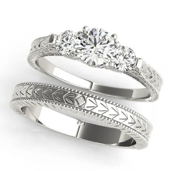 3-Stone Round Filigree Engagement Ring - Image 3