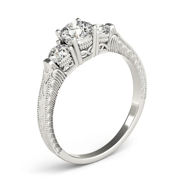 3-Stone Round Filigree Engagement Ring - Image 4