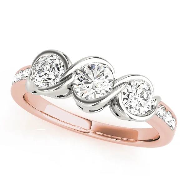 3-Stone Infinity Bezel Set Engagement Ring - Image 9