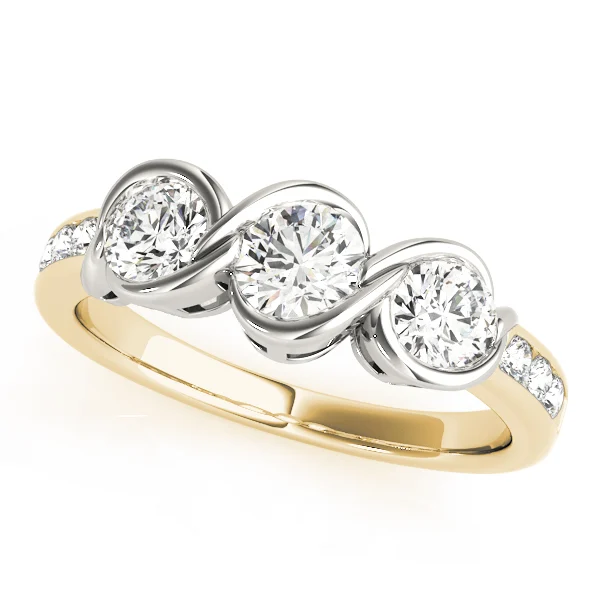 3-Stone Infinity Bezel Set Engagement Ring - Image 5