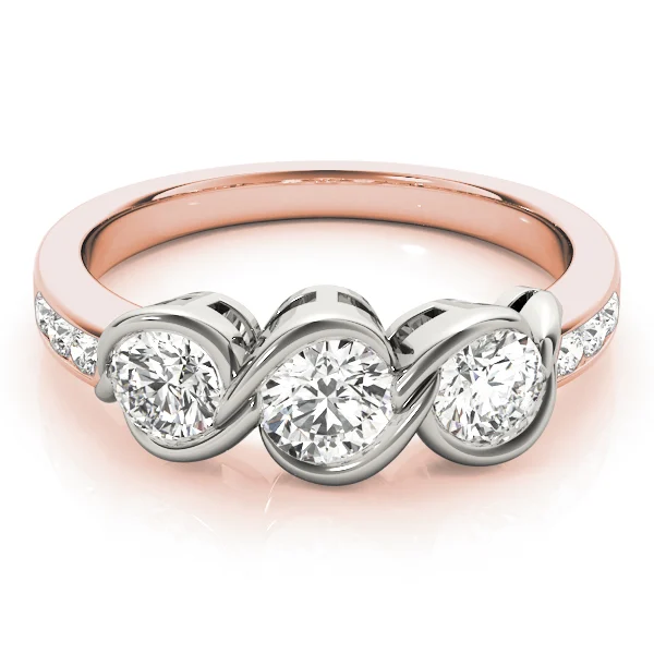 3-Stone Infinity Bezel Set Engagement Ring - Image 11