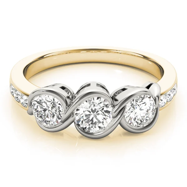 3-Stone Infinity Bezel Set Engagement Ring - Image 7