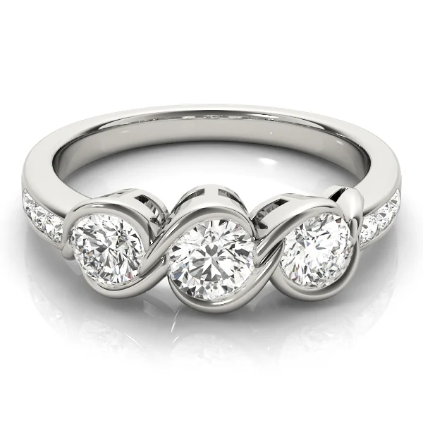 3-Stone Infinity Bezel Set Engagement Ring - Image 3