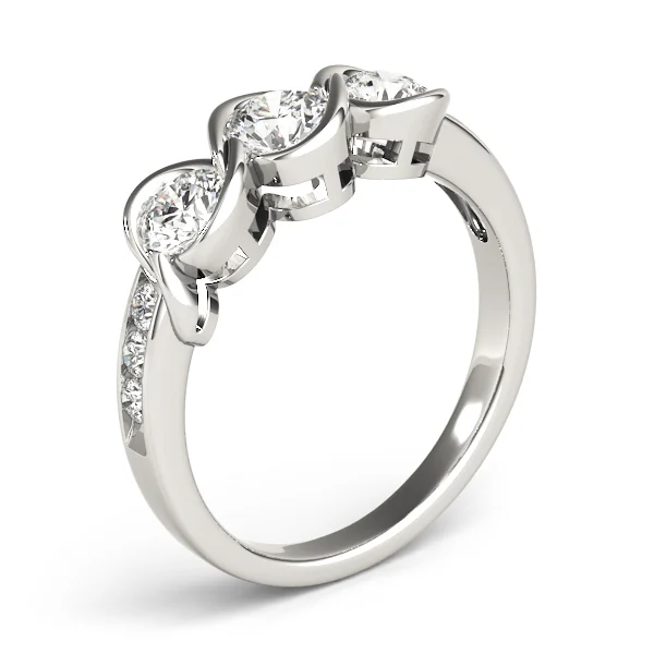 3-Stone Infinity Bezel Set Engagement Ring - Image 4