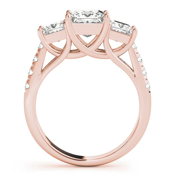 3-Stone Single Row Trellis Princess Engagement Ring - Image 12
