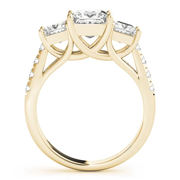 3-Stone Single Row Trellis Princess Engagement Ring - Image 7