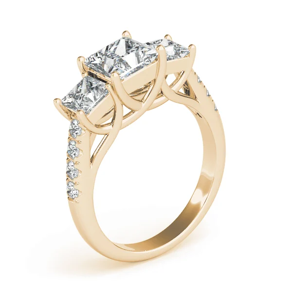 3-Stone Single Row Trellis Princess Engagement Ring - Image 10