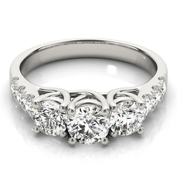 3-Stone Split Prong Trellis Engagement Ring - Image 3