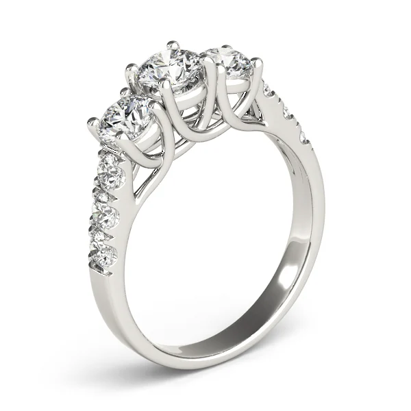 3-Stone Split Prong Trellis Engagement Ring - Image 4