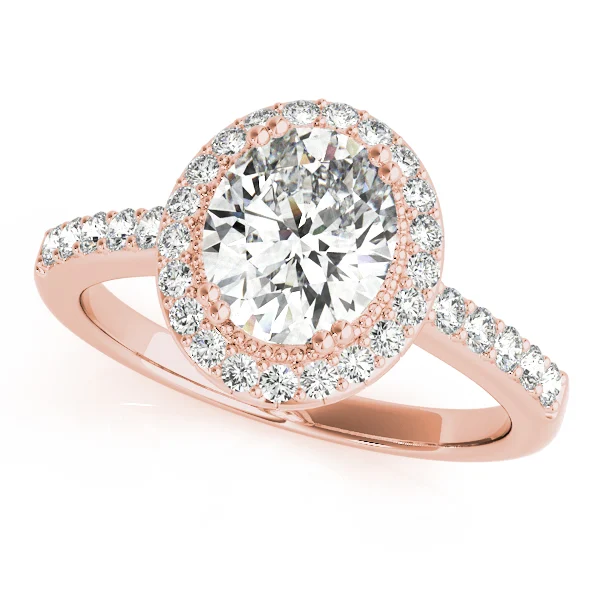 Single Row Prong Halo Oval Engagement Rings - Image 9