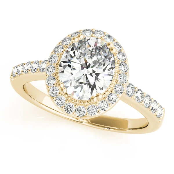 Single Row Prong Halo Oval Engagement Rings - Image 5