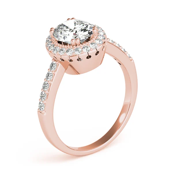 Single Row Prong Halo Oval Engagement Rings - Image 12