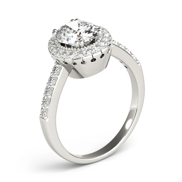 Single Row Prong Halo Oval Engagement Rings - Image 4