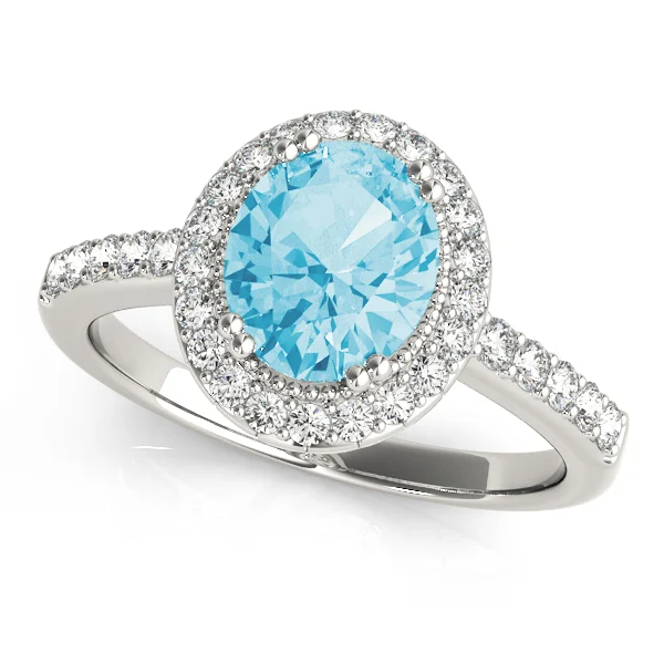 Single Row Prong Halo Oval Engagement Rings - Image 13