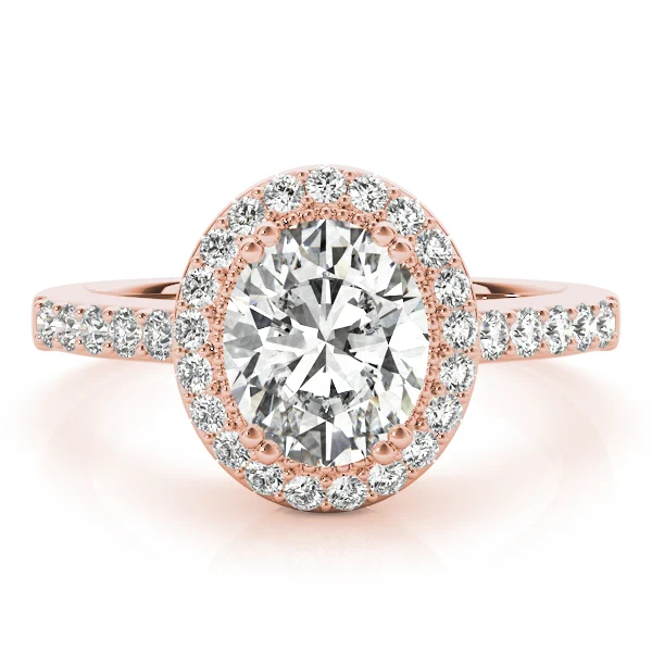 Single Row Prong Halo Oval Engagement Rings - Image 11