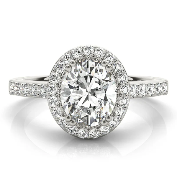 Single Row Prong Halo Oval Engagement Rings - Image 3