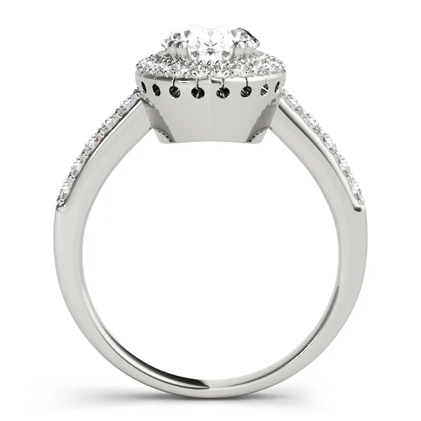Single Row Prong Halo Oval Engagement Rings - Image 2