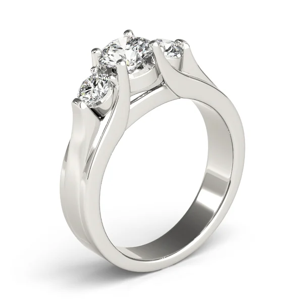 3-Stone Round Trellis Engagement Rings - Image 4