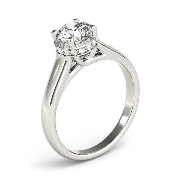 Solitaire Hidden Halo Trellis Engagement Ring - Image 4