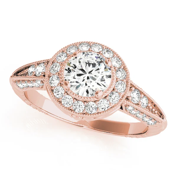 Vintage Inspired Milgrain Round Halo Engagement Ring - Image 9
