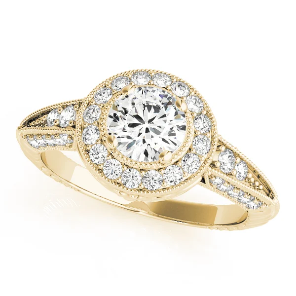Vintage Inspired Milgrain Round Halo Engagement Ring - Image 5