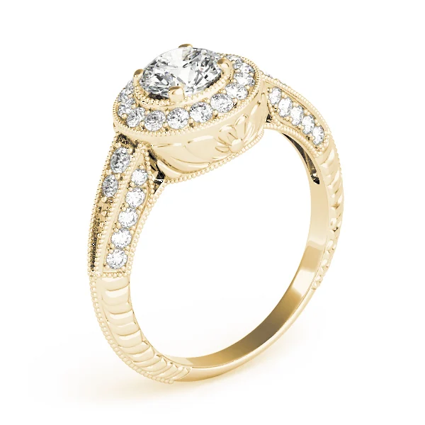 Vintage Inspired Milgrain Round Halo Engagement Ring - Image 8