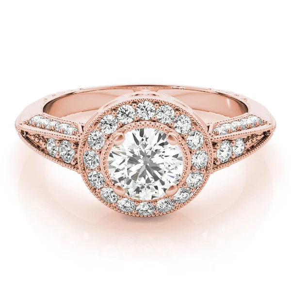 Vintage Inspired Milgrain Round Halo Engagement Ring - Image 11