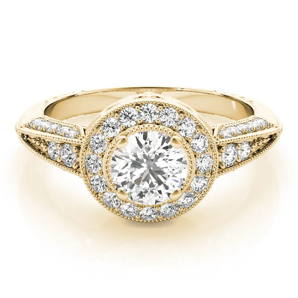 Vintage Inspired Milgrain Round Halo Engagement Ring - Image 7