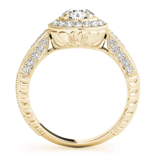 Vintage Inspired Milgrain Round Halo Engagement Ring - Image 6