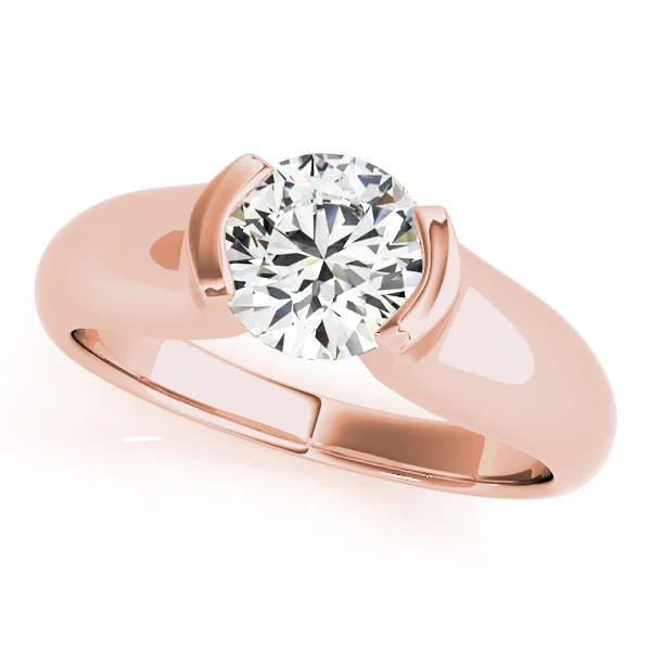 Round Half Bezel Solitaire Engagement Ring - Image 9