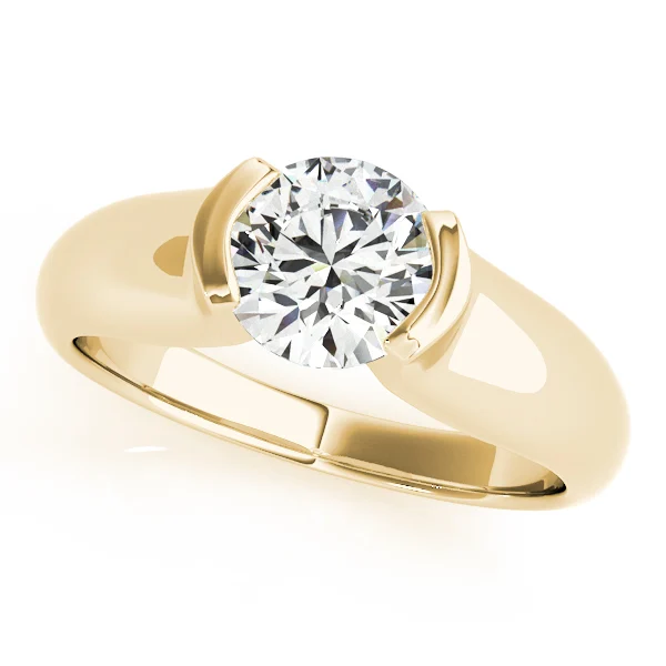 Round Half Bezel Solitaire Engagement Ring - Image 5
