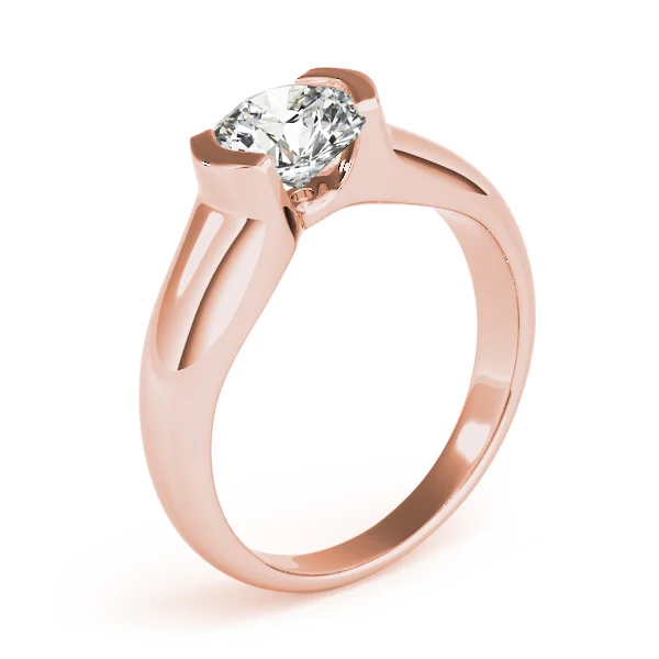 Round Half Bezel Solitaire Engagement Ring - Image 12