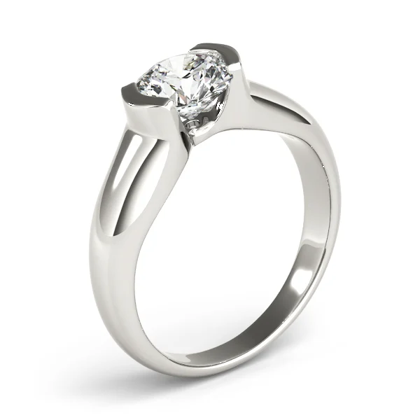 Round Half Bezel Solitaire Engagement Ring - Image 4