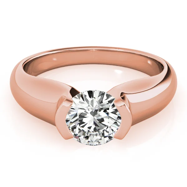 Round Half Bezel Solitaire Engagement Ring - Image 11