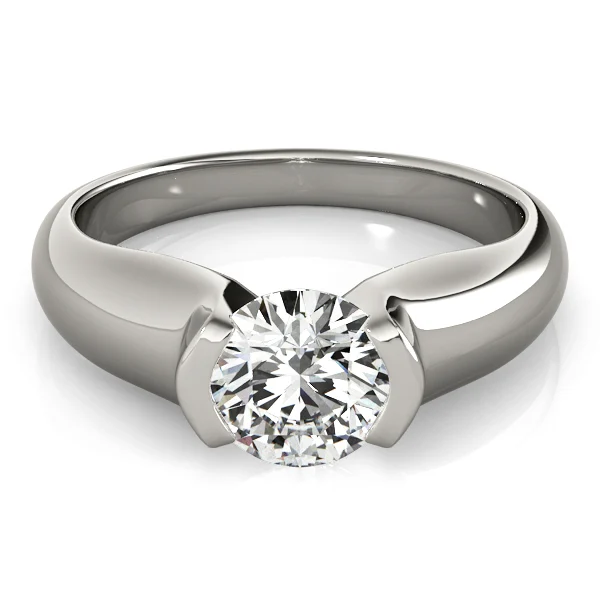 Round Half Bezel Solitaire Engagement Ring - Image 3