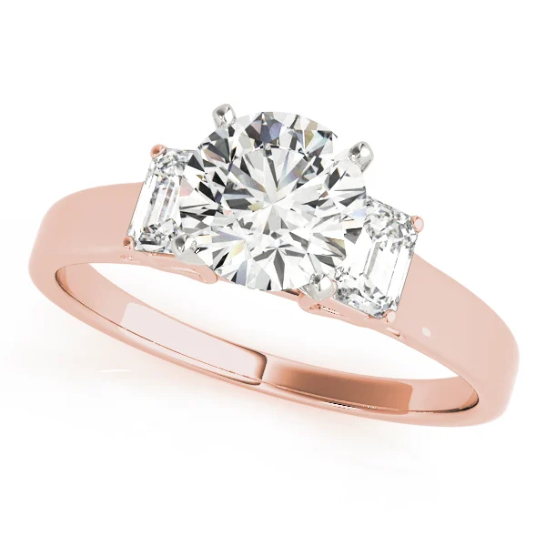 3-Stone Round & Emerald Engagement Ring - Image 9