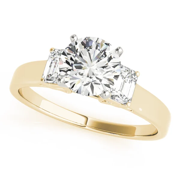 3-Stone Round & Emerald Engagement Ring - Image 5