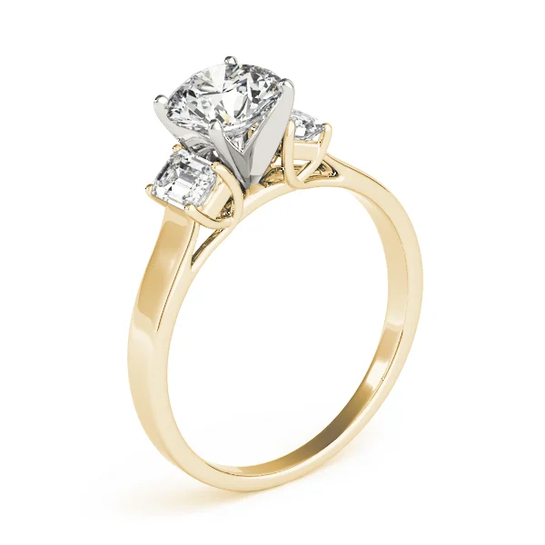 3-Stone Round & Emerald Engagement Ring - Image 8