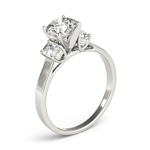 3-Stone Round & Emerald Engagement Ring - Image 4