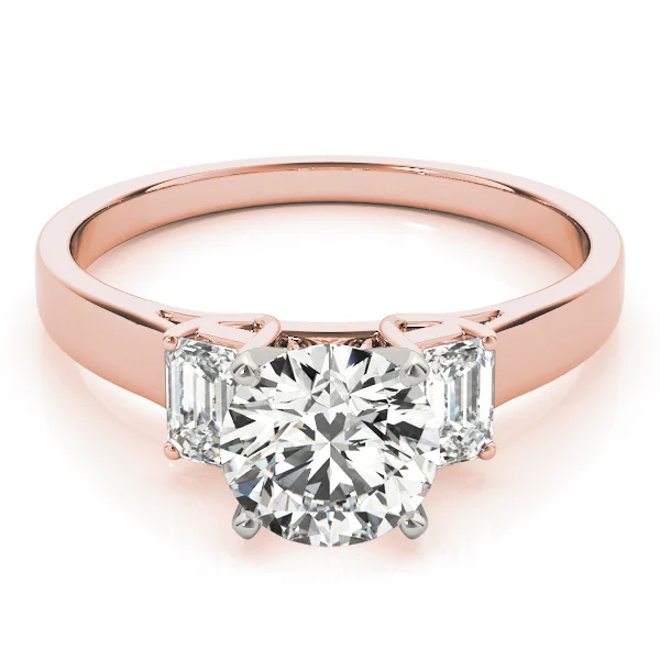 3-Stone Round & Emerald Engagement Ring - Image 11
